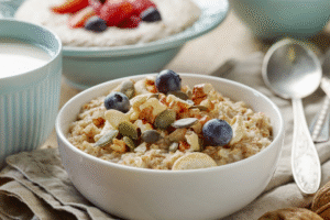 Kasza z borówkami i płatkami migdała