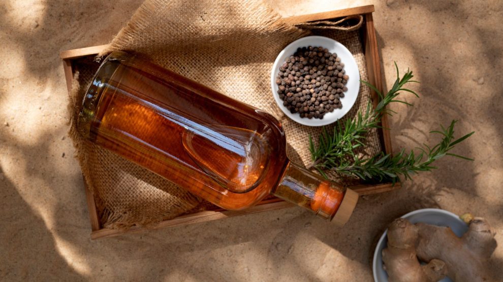 Widok z gory napoj alkoholowy wyprodukowany w sposob zrownowazony 990x556