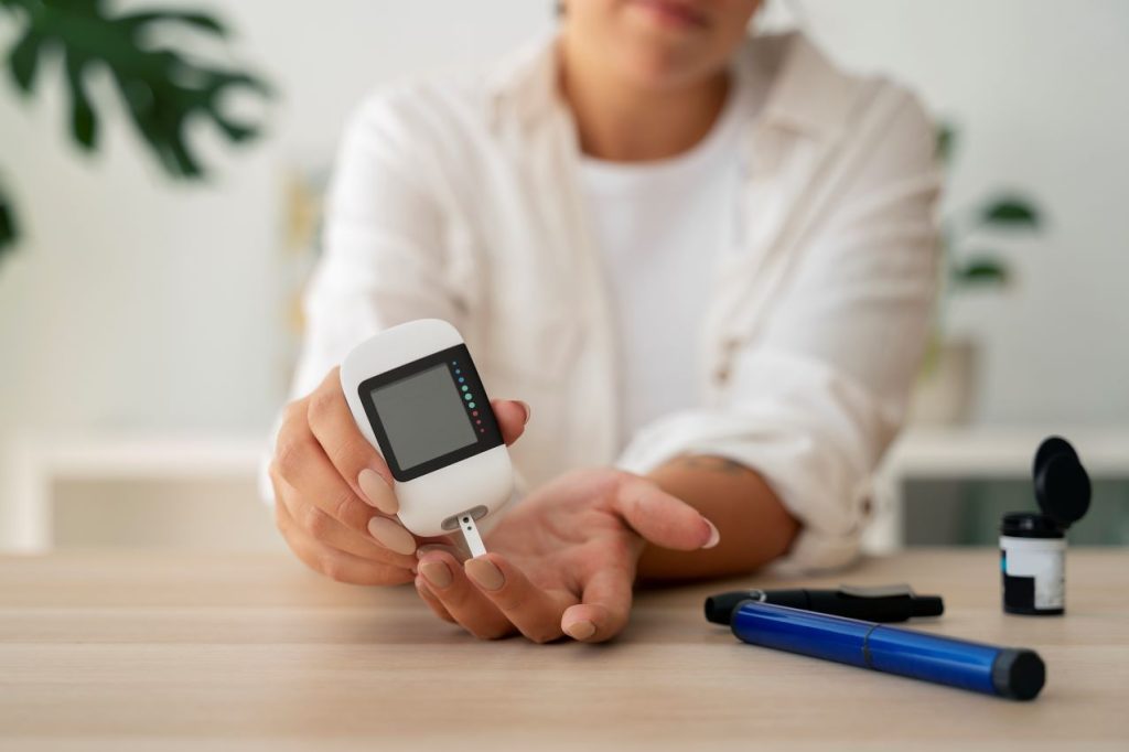 Diabetic person checking their glucose level 1024x682