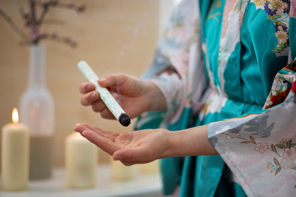 Side view woman holding stick 1024x682