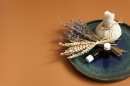 Spa composition with herbal bag natural oils jars dried flowers 130x86