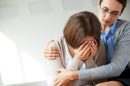 Sad woman crying her therapist 130x86