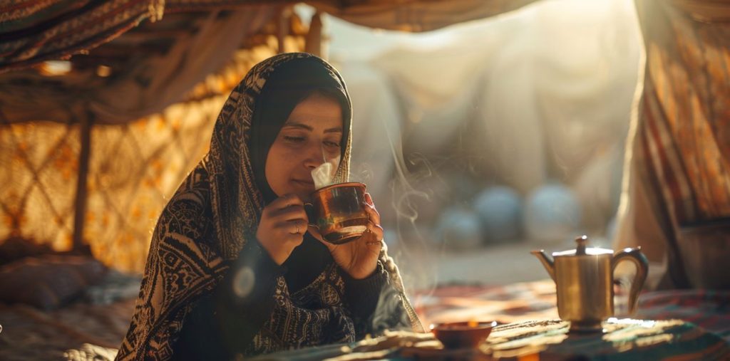 Woman drinking healthy tea 1024x507