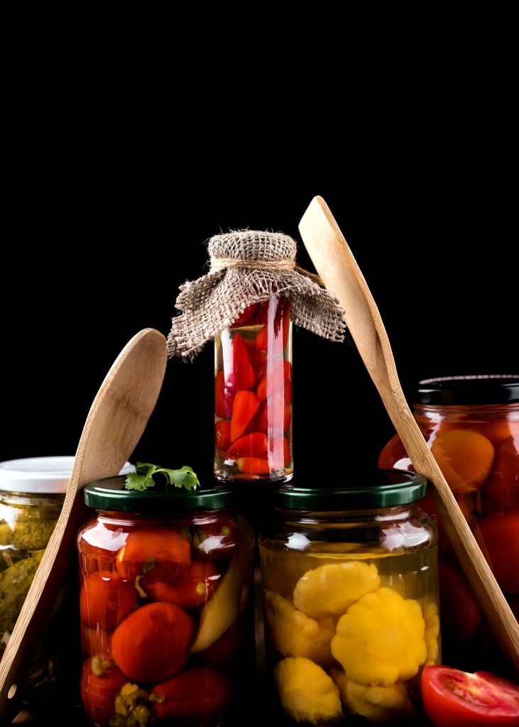 Homemade preserved vegetables assortment 731x1024