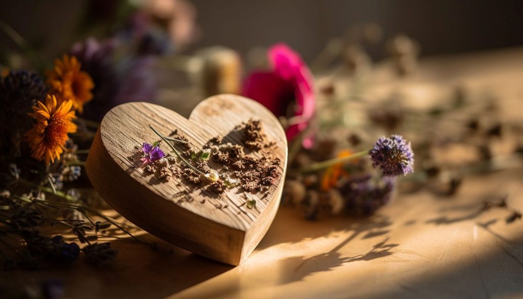 Love blooms heart shaped bouquet flowers generated by ai 1024x585